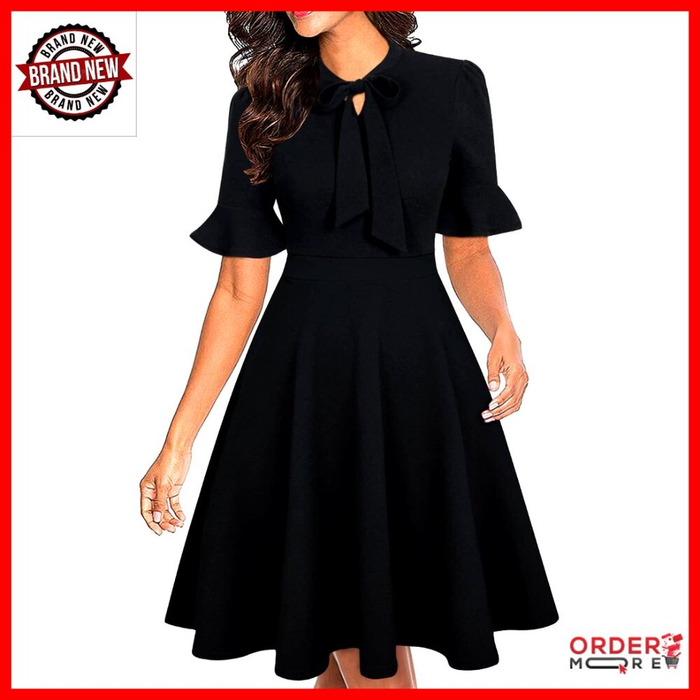 Floral Ruffle Sleeve A-Line Dress For Work Wedding Guest Party